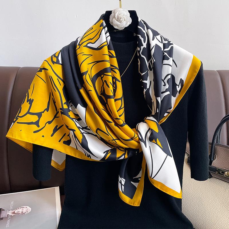 New Printed Floral Fashion Scarf Scarf with Shawls Fashionable Shawls Thin Warm Sunscreen Scarf for Women