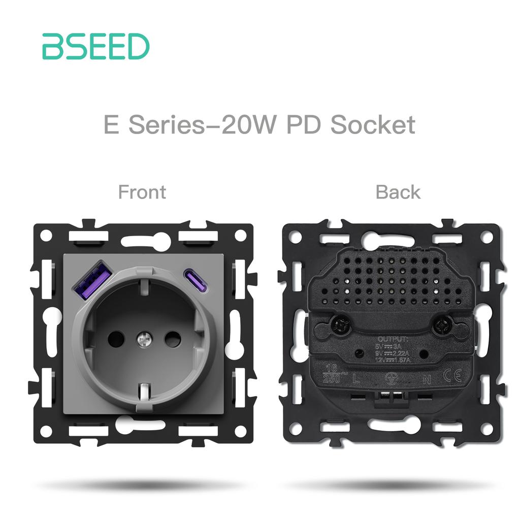 Модули переключателей BSEED WIFI Click Switch, детали для умных выключателей света, белая стеклянная рамка, комбинированные настенные розетки для самостоятельной сборки, USB-зарядный ключ, серия E.