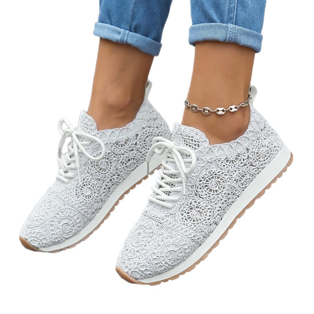 Европейская и американская внешняя торговля большой размер 2025 весна новые туфли из ткани с пайетками спортивные и повседневные женские туфли с мелким вырезом на плоской подошве rou