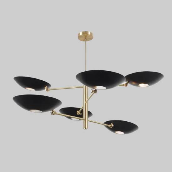 Stilnovo‑Style 6‑Arm Sputnik Ceiling Pendant – Matte Black Cone Shades Modern Chandelier Fixture
