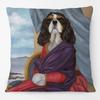 Renaissance Dogs And Cats Cushion Cover King Charles Spaniel Black Pug Dog French Bulldog Labrador Vintage Pillowcase