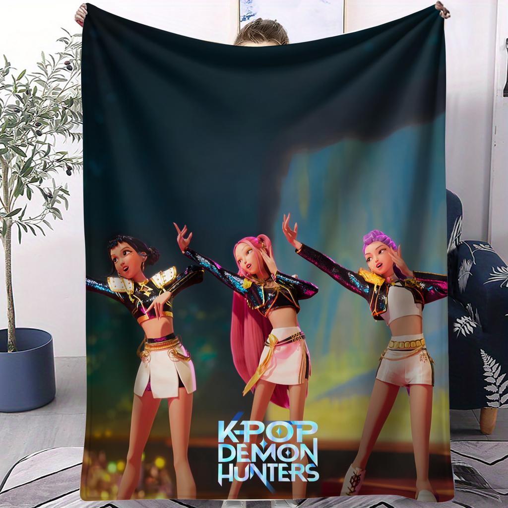 KPop Demon Hunters Printed Blanket Girls Boys Plush Throw Blanket Sofa Blankets Warm Birthday Gifts For Girls Huntrix Blankets