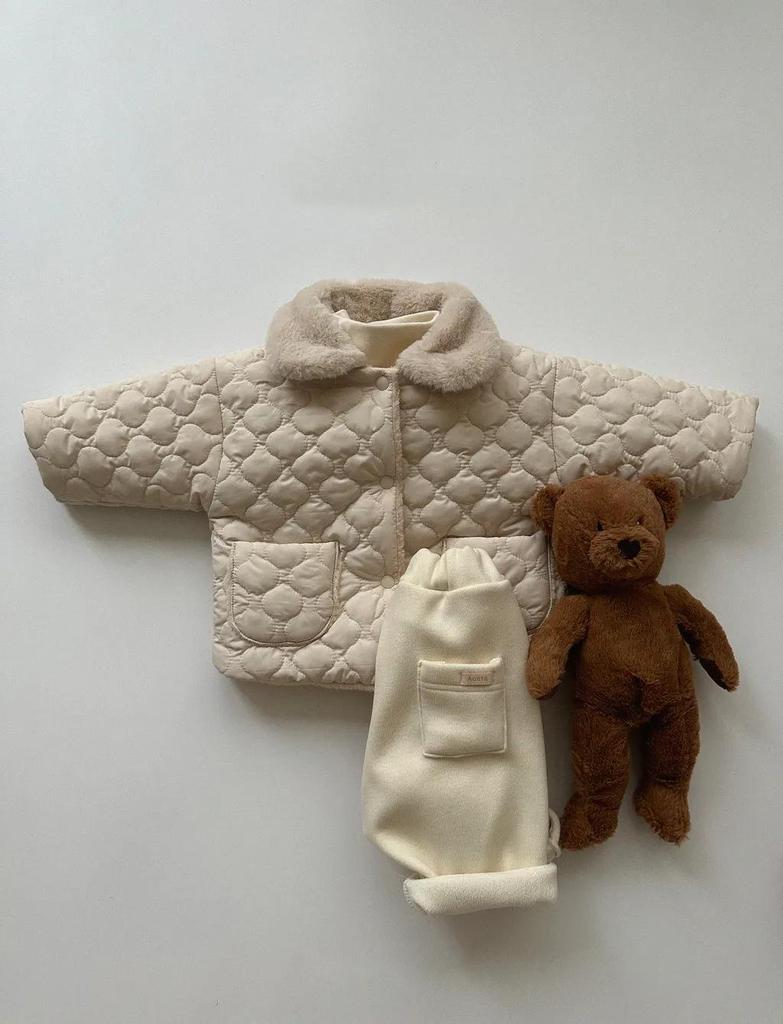 Velvet Winter Cardigan for Babies - Lapel Style, Warm Cotton Jacket, Unisex Newborn Korean Design