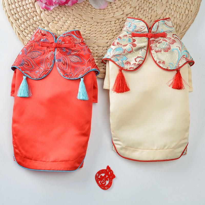 Cotton Dog Dress Princess Style Floral Cloud Shoulder Design Female Dogs