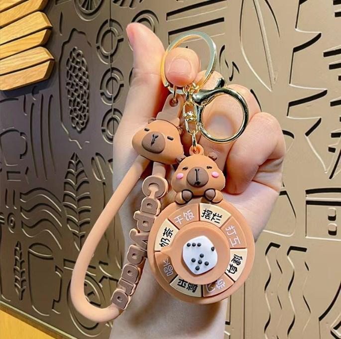 Capybara Spinner Keychain: Free Shipping & Newcomers Save ¥5! Perfect for Car Keys & Backpacks.