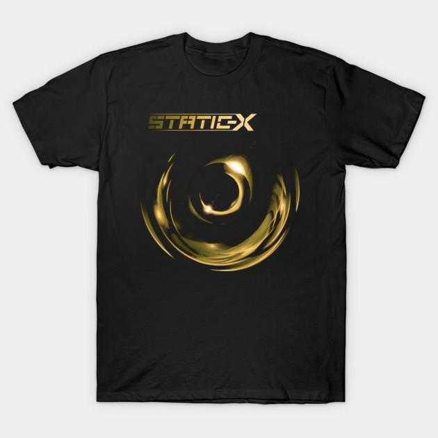 Static X Golden Spiral Pulse Industrial Metal Cotton T-shirt
