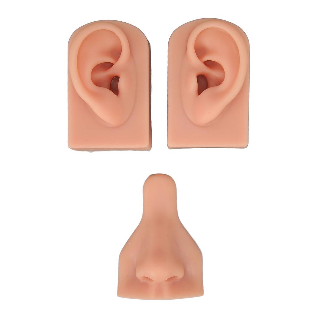 Silicone Piercing Practice Model Simulation Soft Flexible Nose Ears Model for Display Teaching Light Skin Color