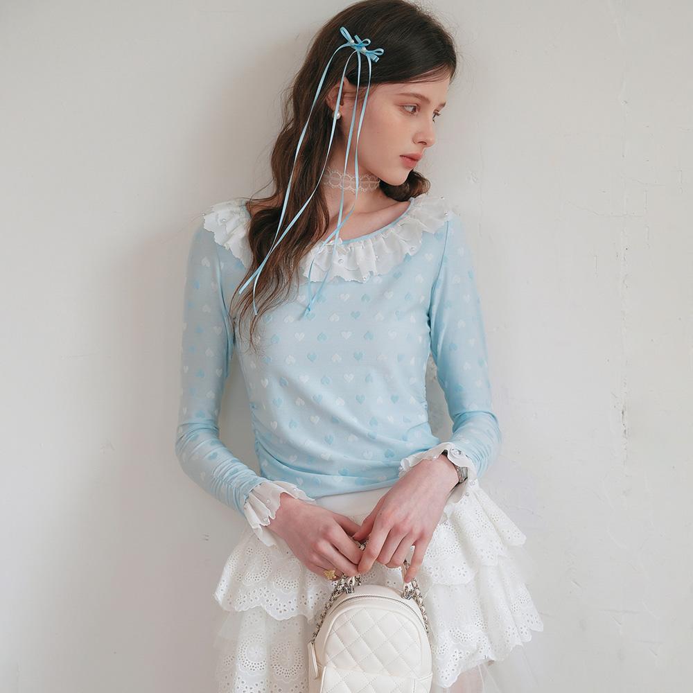 CEST MOIDEW Cest_Heart Pattern Lace Cropped Top