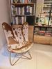 Vintage Handmade Cowhide Hair Leather Folding Butterfly Accent Chair with Iron Frame