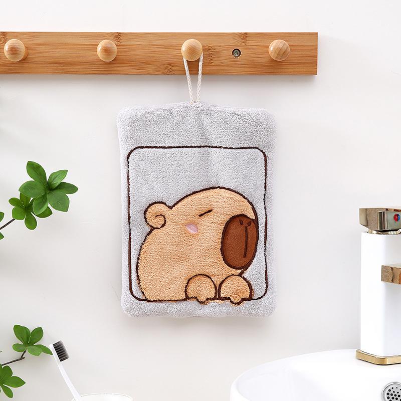 Милое полотенце для рук Capybara полотенце для рук Коралловый флис впитывающие полотенца для купания кухонные подвесные полотенца Мягкая тряпка для мытья посуды