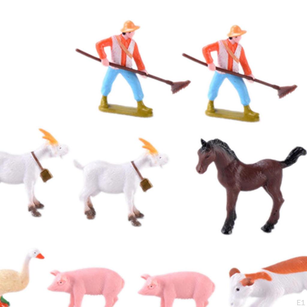 Farm Figures Statues Micro Landscape Fine Craftsmanship Animals Sculptures Table Ornament for Shelf