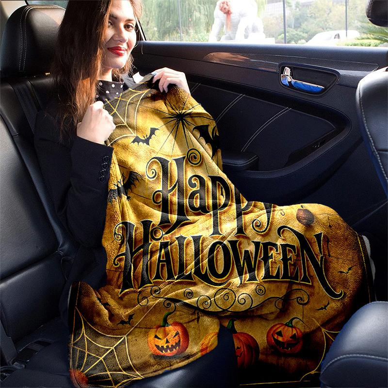 1pc Halloween Happy Day Blanket Cute Home Decor for All Seasons, Living Room, Travel, Camping, Car Blankets