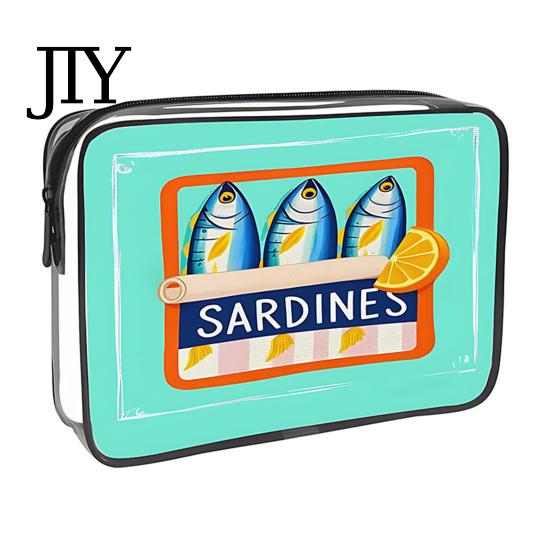 Retro Fish Can Design Makeup Case Sardine Cosmetic Bag, Clear Waterproof Pouch, Zipper Transparent Travel Storage Bag Closure Toiletry for Women