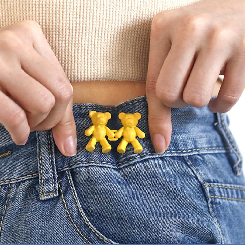 Пряжки для джинсов с мишкой из цинкового сплава, джинсовые брюки, Пряжка для уменьшения талии, полезные инструменты для талии, аксессуары для брюк