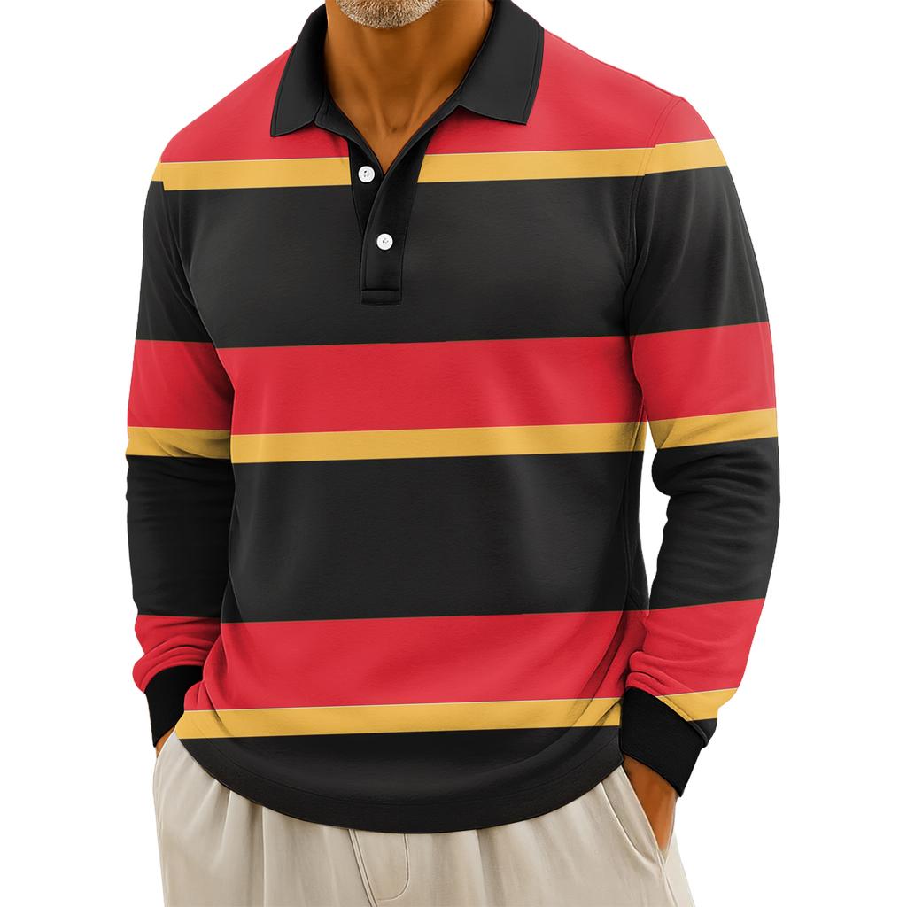 Мужские повседневные топы с длинными рукавами на пуговицах с полосатым принтом