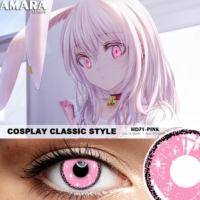 AMARA Crazy Halloween Color Contact Lens For Eyes Anime Cosplay Color Lens Blue Pink Lens Beauty Pupils Yearly Use