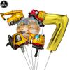 Excavator Vehicle Gold Black Digital Balloon Set For Boys Dump Truck Engineering Kids Construction Theme Birthday Party Supplies