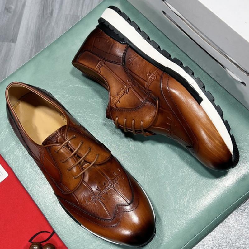Мужская повседневная кожаная обувь весна осень Брок резная легкая на шнуровке коровья кожа спортивная свадебная обувь zapatos sapat a17