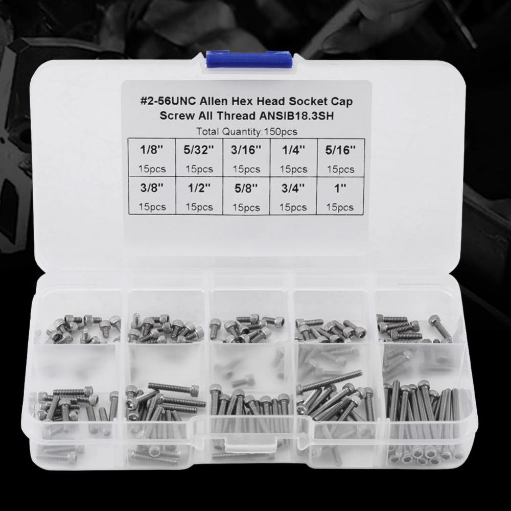 150pcs #2-56 UNC Thread Pan Head Screws 9 Sizes Assortment Screw Assortment Set Machinery Repair