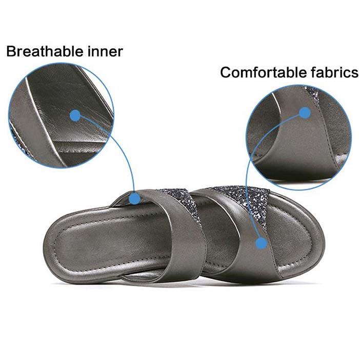 2020 женские сандалии на танкетке, мягкие тапочки с открытым носком, тапочки на платформе с открытым носком, обувь с пайетками