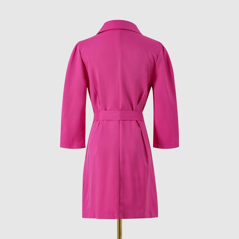 Womens 3/4 Sleeve Blazer Dress Solid Color V Neck Mid Waist Mini