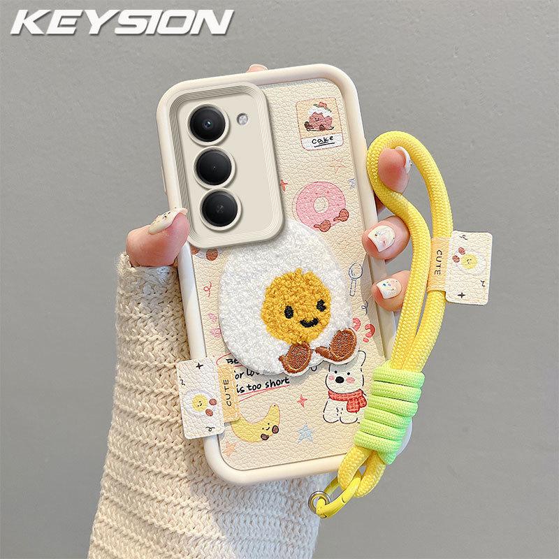 KEYSION Мультяшный милый плюшевый чехол с вышивкой для Xiaomi POCO M8s 5G с ремешком Мягкий силиконовый противоударный чехол для телефона для POCO M8S 5G