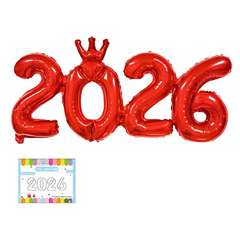 2026 Блестящий фольгированный шар-корона для празднования Нового года, украшения из алюминиевой пленки для вечеринки, праздничное украшение в цифровой тематике
