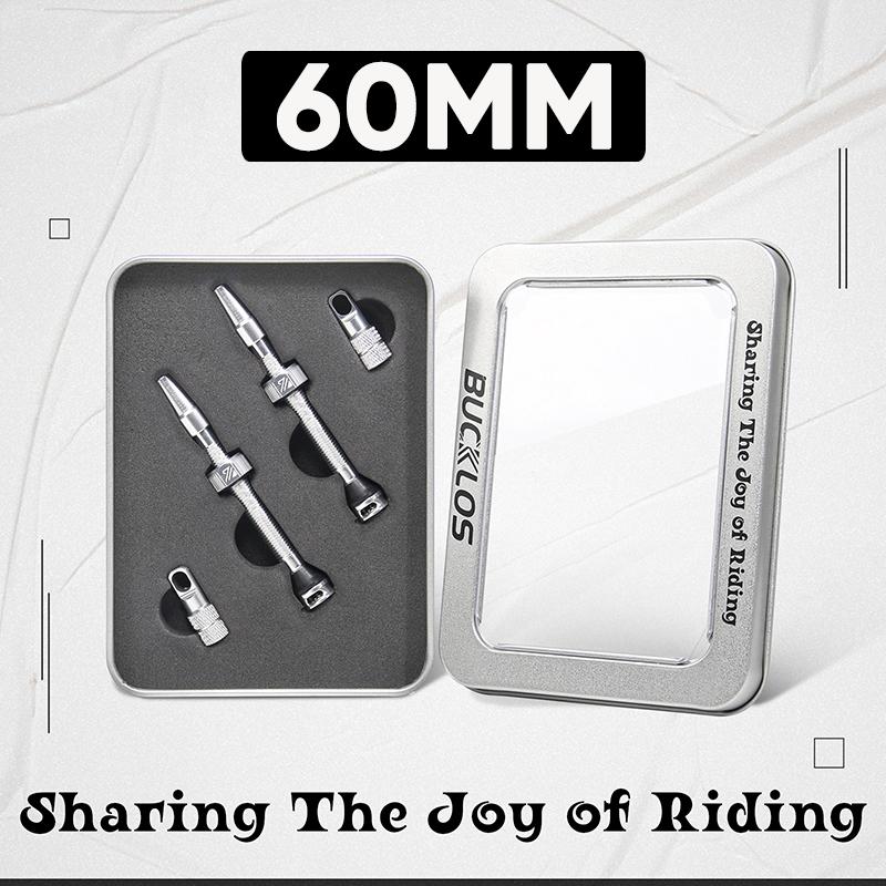 BUCKLOS Tubeless Valve 2PC Aluminum Alloy Bike Presta Nipples Road MTB Bicycle Air Valve F/V 40MM 44MM 55MM 60MM 65MM 80MM 100MM