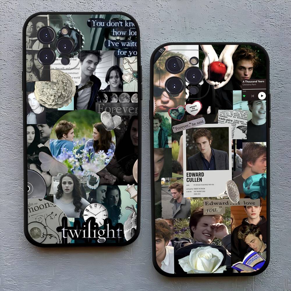 Чехол для телефона ТВ Сумерки Изабелла Эдвард Каллен Для Iphone 17 16 15 14 13 12 11 Pro Max Plus Черный Силикон Матовый ТПУ