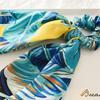 New Fashion Print Leaf Long Scarf Hair Band For Women Scrunchie Elastic Ribbon Bow Tie Ponytail Holder Hair Accessories Headwear
