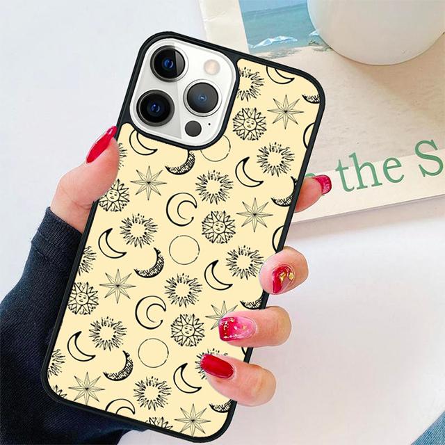 Винтажный луна солнце звезды небесный Чехол Для iPhone 17 Air 15 16 14 13 12 Pro Max 11 Pro Max Plus Чехол для телефона Coque