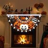 Front Door Hanging Ornaments Halloween Semi Circle Bunting Banner, Pumpkin Bat Porch Yard Decor, Festive Window Spooky Flag for Indoor Outdoor