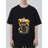 Black T Shirt with King Lion and Gold Crown Print for Casual Wear