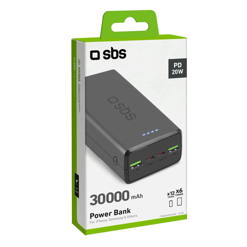 Powerbank 30000 mAh USB-C USB-A - black