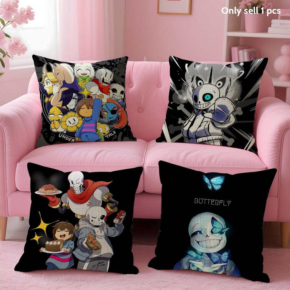 Game U-Undertale Cushion Cover Summer Coolness Linen Fabric Double-Sided Printing Pillow Case Sofa Home Decor Gift