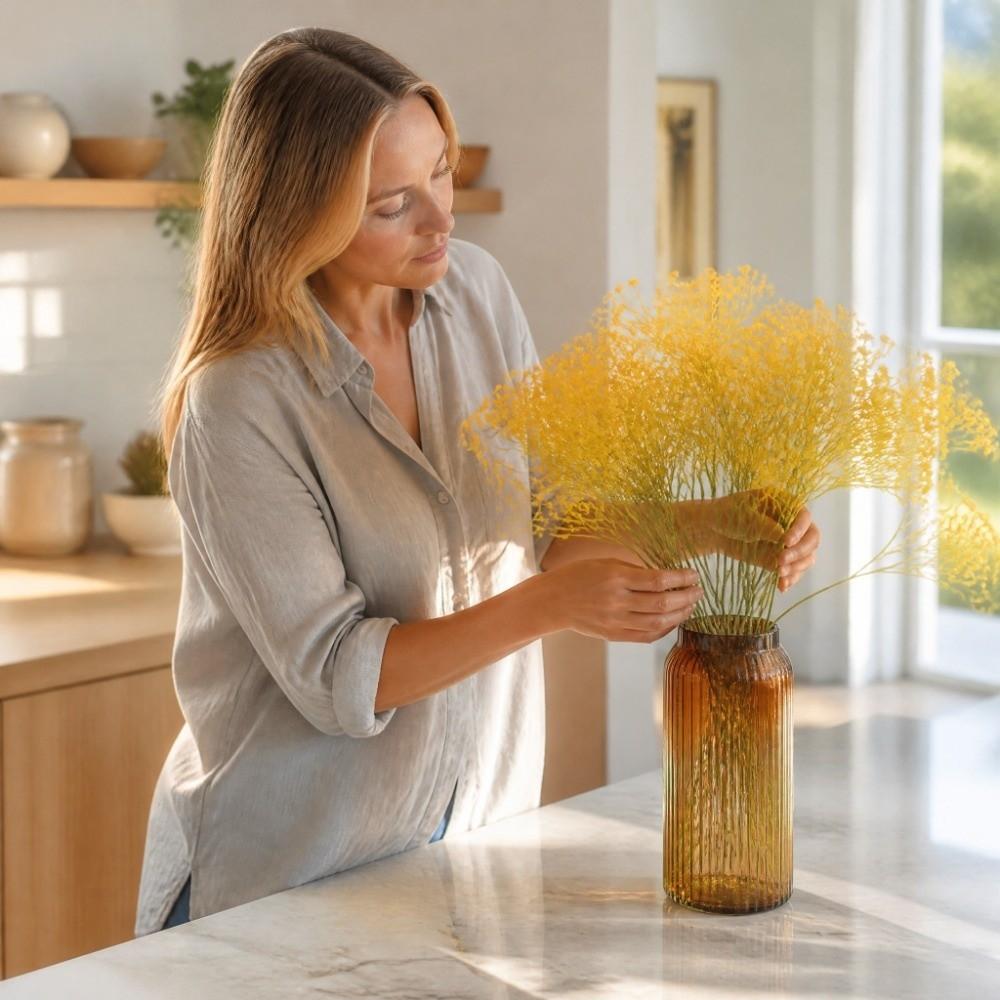 5pcs Plastic Artificial Gypsophila 3 Branch Artificial Flower Stems Fake Silk Flowers Office Decor