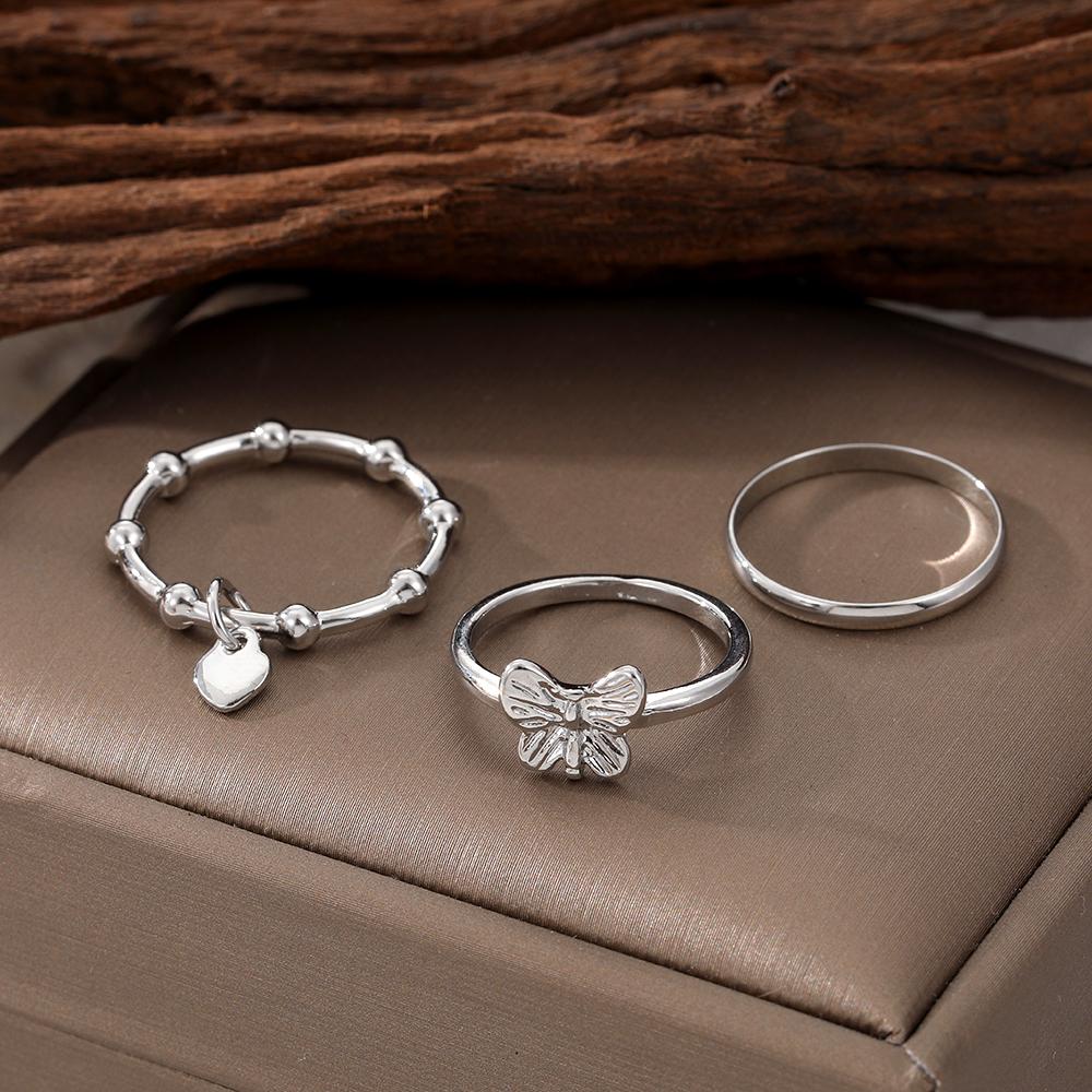 Модный комплект колец для пары, кольцо-бабочка с кисточкой, трехсекционное кольцо «Любовь», простое и элегантное кольцо