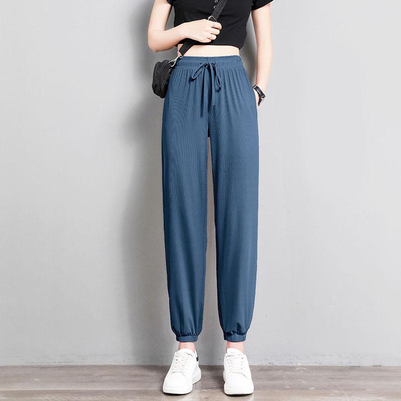 Женские однотонные широкие брюки с высокой талией и шнурком, длинные брюки для йоги, танцевальных брюк, широкие брюки для йоги, бега, бега, гимнастики