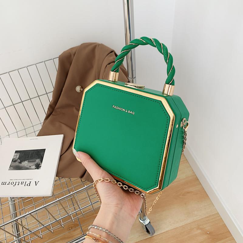 Fashion Designer Metal Square Bag Ladies Small Cell Phone Chain One Shoulder Crossbody Purse Box Evening Print Classical Solid