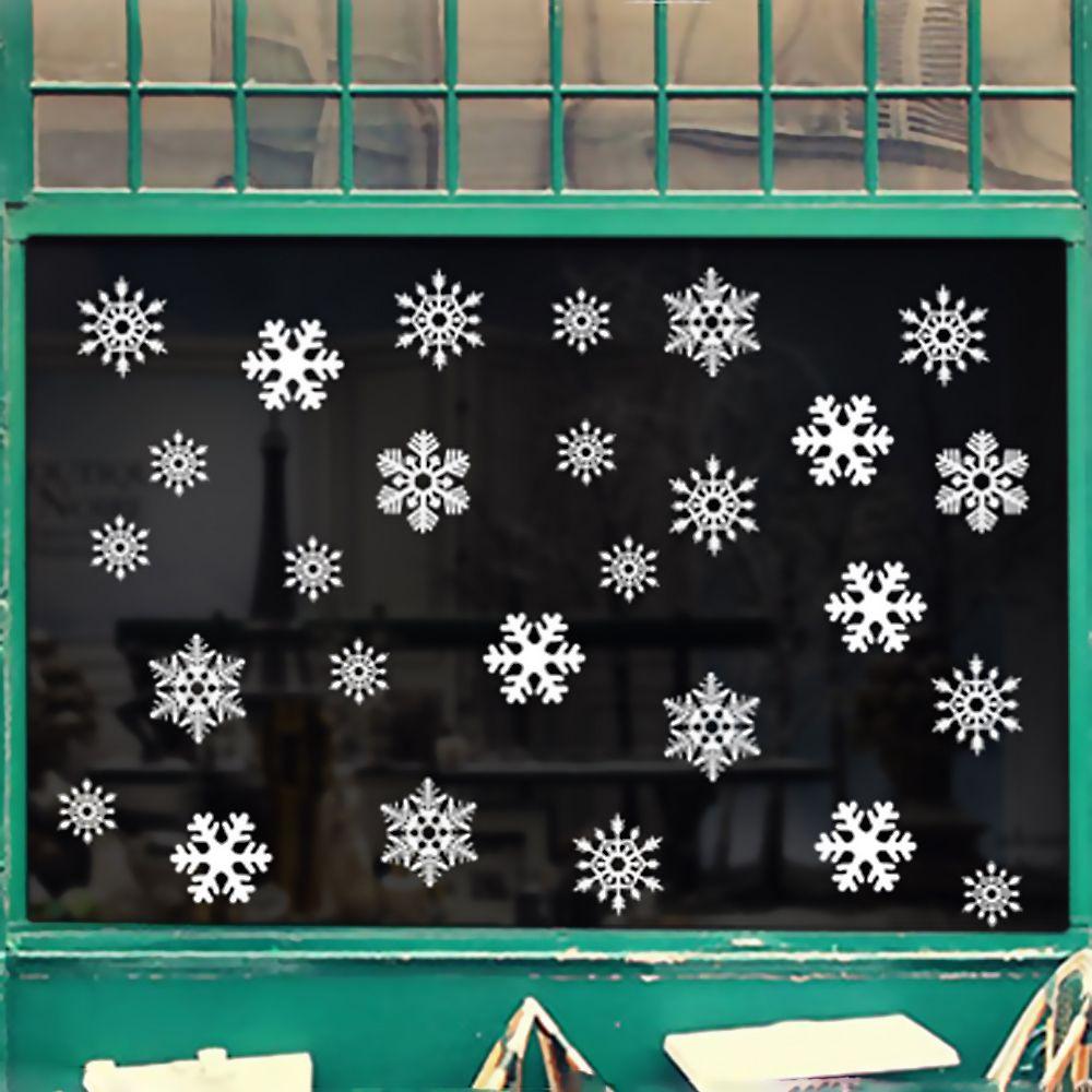Home Decoration Featival Ornament Happy New Year Wall Art Christmas Snowflake Sticker Snow Decals