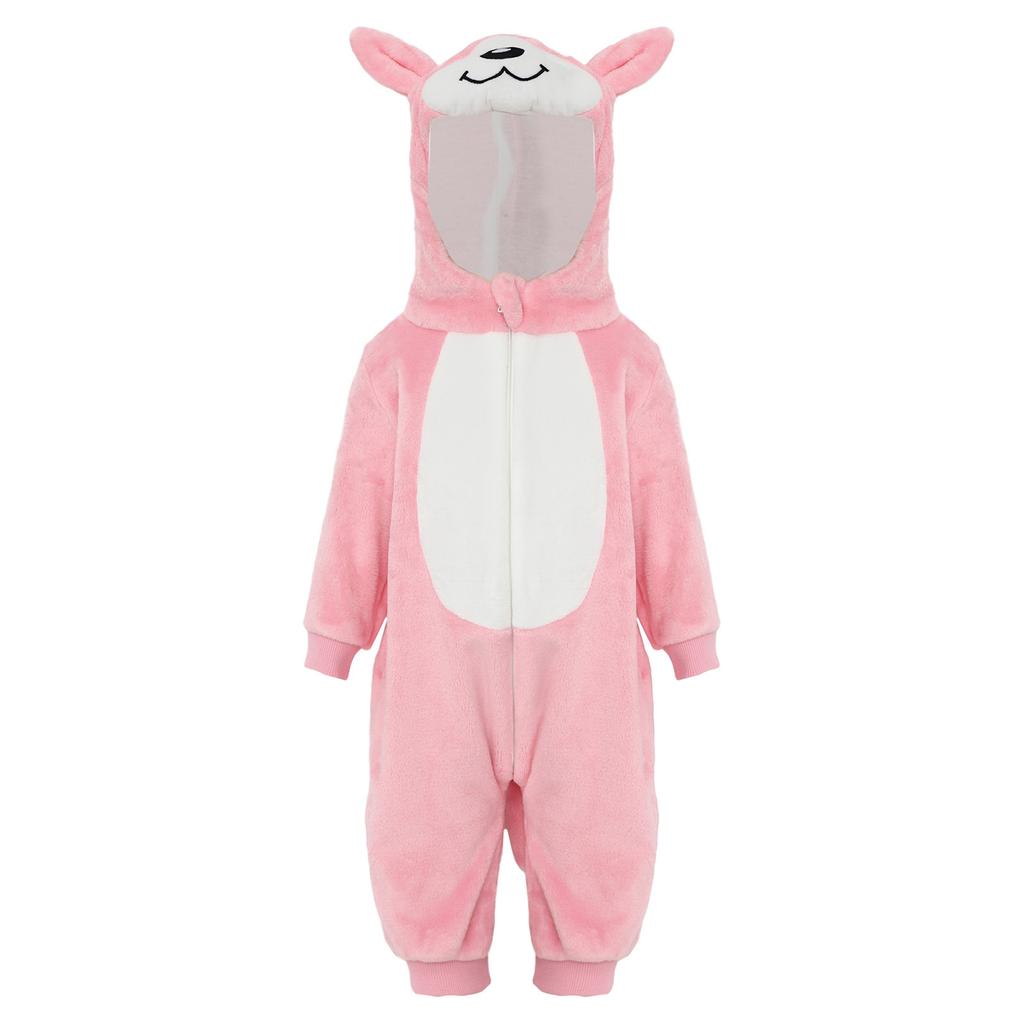 Toddler Animal Jumpsuit Cute Cartoon Hooded 3D Tail Zip Up Long Sleeve Home Casual