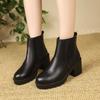 Fashion Women's High Heels Boots Autumn Winter Thick Heel Slip-on Women's Chelsea Boots Fashion Womens Shoes Versatile Short Women Boots