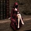 Detailed Hooded Figure Decor Gothic Reader Statue, Skeleton Resin Figurine, Sitting Book Statue Dark Academy Home for Bookshelf, Desk Library