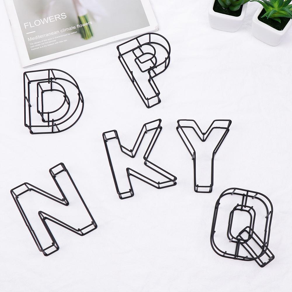 Photography Props Home Decoration Doorplate Sign Metal Hollow Letter Wrought Iron Alphabet