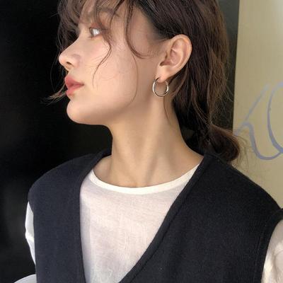Серебряные серьги-кольца: Корейский стиль, Популярный, Универсальный, Элитный, Мода знаменитостей