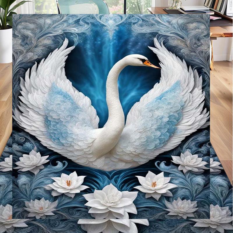 Swan And Lotus Fantasy Office Rug Chair Mat, Entryway Carpet, Suitable for Front Door, Bedroom, Living Room, Desk, Holiday Gift