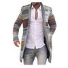 Men's Cardigan Coat  Printed Wool Blends Casual Longsleeved Jacket Length Windbreaker Overcoat Trench