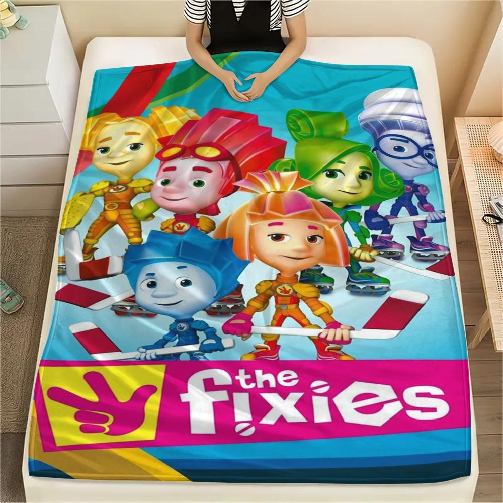 1 шт. Фланелевое одеяло с принтом Фиксиков, Высокое качество, Комфортное для всех сезонов, Декор для дома, Тепло и уют, Идеально для подарков
