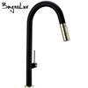 Bagnolux Brass Black Plus Gold 360 Oegree Rotation Kitchen Hot Cold Water Sink Taps Pull Out Spout Deck Mounted Kitchen Faucet