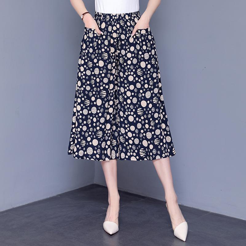 Широкие брюки с высокой талией, женские летние брюки больших размеров, повседневные свободные винтажные брюки с эластичной резинкой на талии, большие размеры